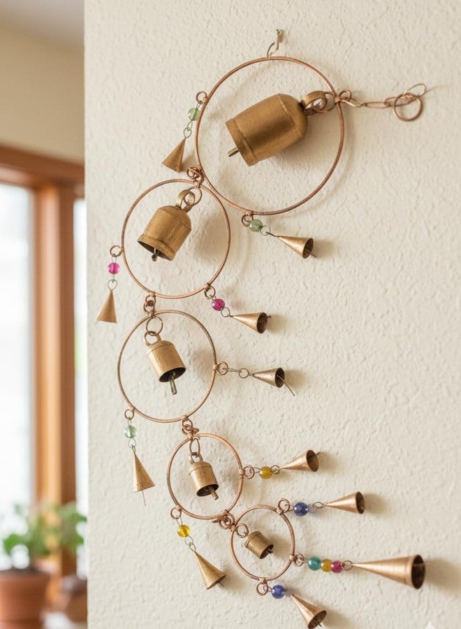 MIRAMAYEE Metal Array of Bells Wind Chime for Home Decoration and Gifting (Antique Gold Hanging) - Image 5